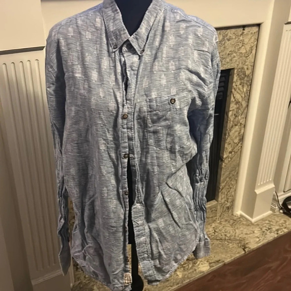 Blue Patterned Vans Button Up - Picture 1 of 4